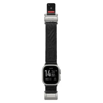Aulumu G03 Titanium Alloy Mag Buckle Nylon Strap For Apple Watch 42/44/45/46/49mm - Black